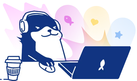 Otter working on laptop